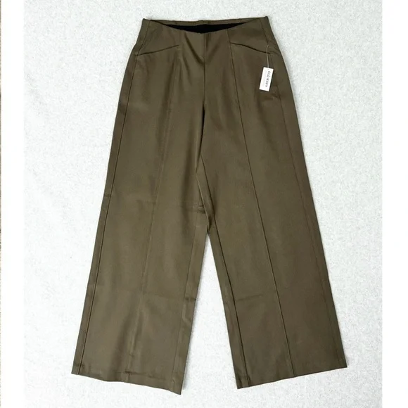 Old Navy Womens Pixie Wide Leg Pants Size Medium Brown Green Pull On Stretch New - Picture 1 of 13